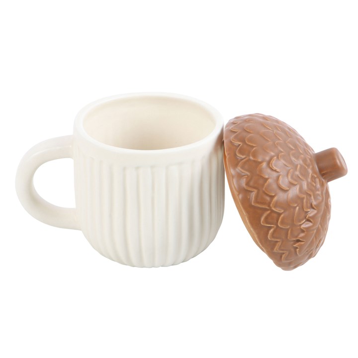 Tazza Ghianda con Coperchio in Ceramica per Tè e Tisane