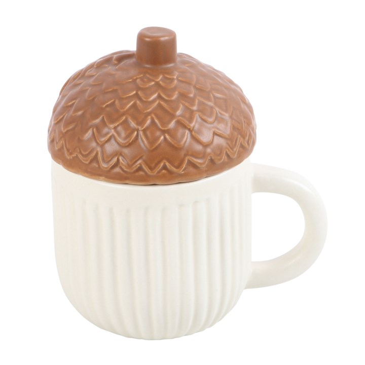Tazza Ghianda con Coperchio in Ceramica per Tè e Tisane