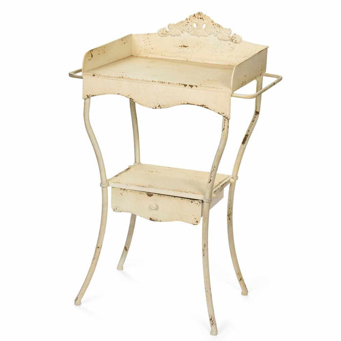 Mobile Shabby Chic in Metallo Avorio con Cassetto 59x37x92 cm – Nuvole di Stoffa