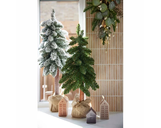 Sapin avec sac en jute H 65 cm