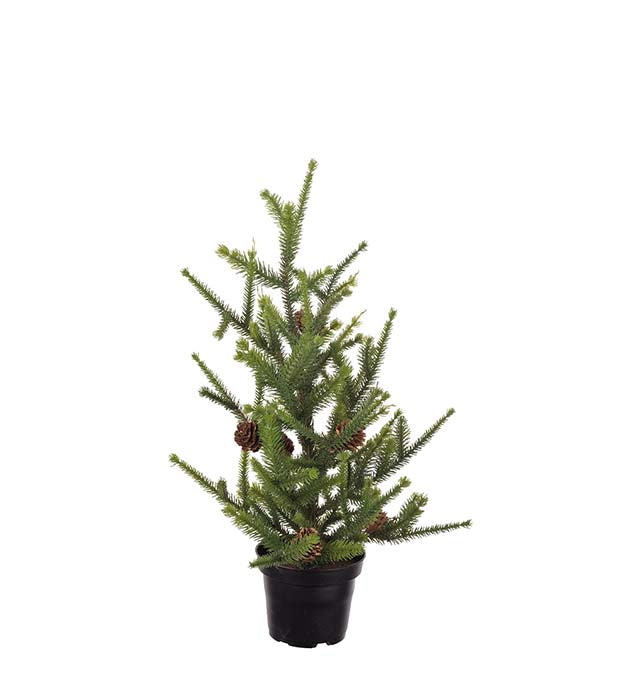 Albero in vaso con pigne H 45 cm