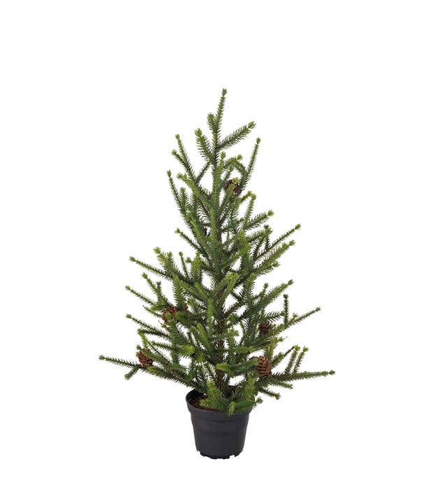 Albero in vaso con pigne H 55 cm