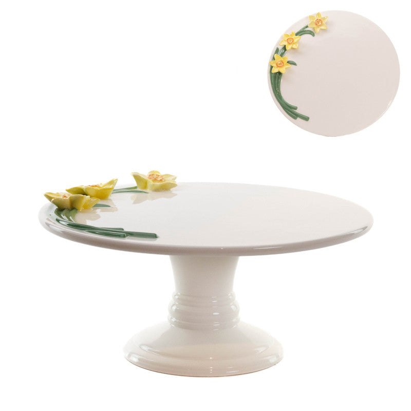 Alzata  in Ceramica con Narcisi in Rilievo 24 cm