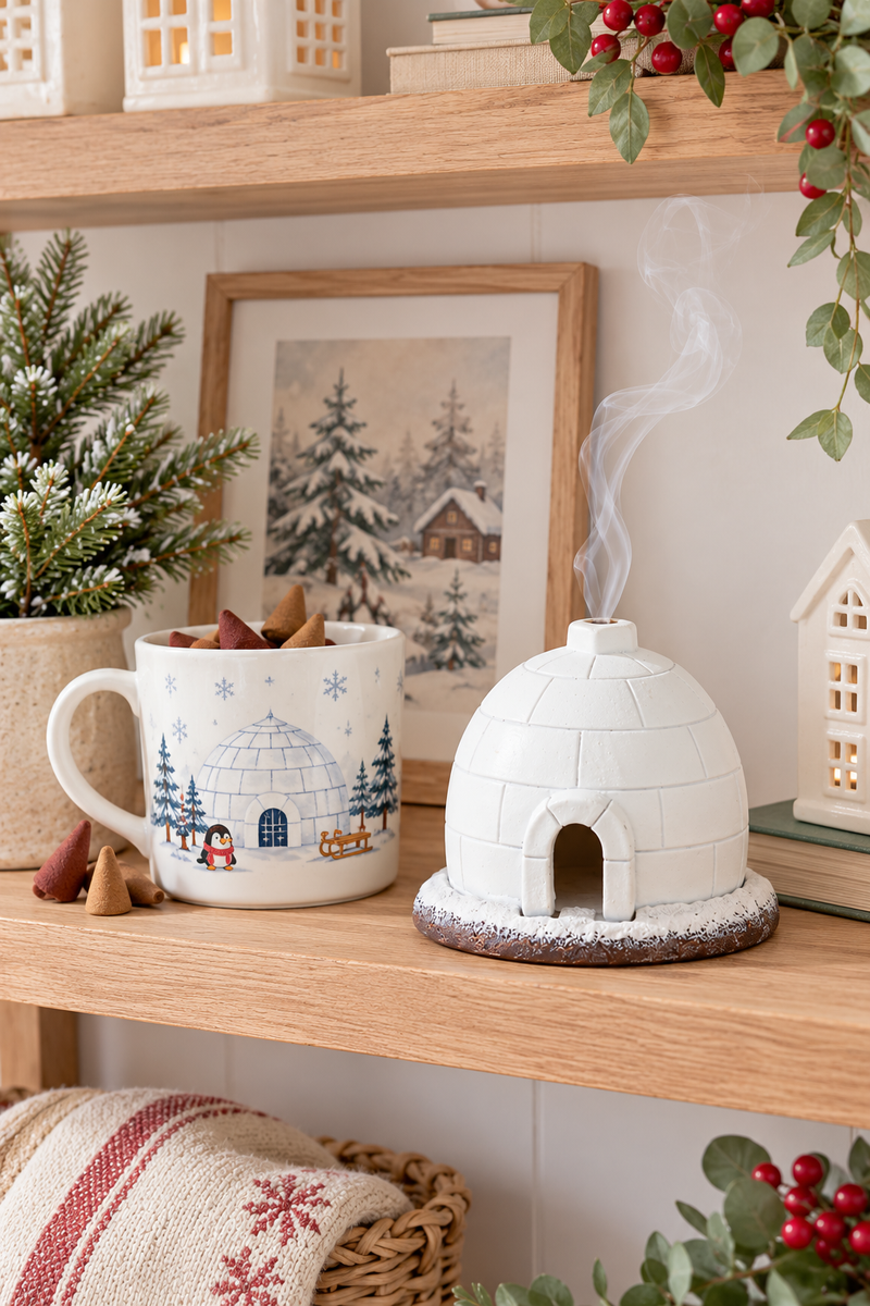 Bruciatore per Coni d’Incenso Igloo Invernale H 7,5 cm