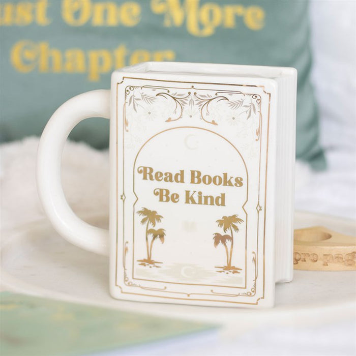 Tazza a forma di libro bianco Read Books be kind