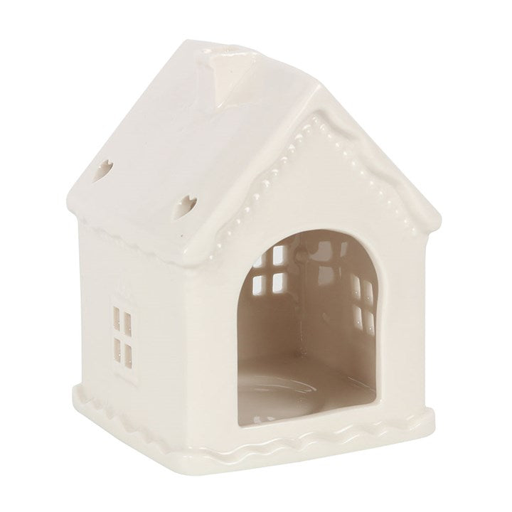 Casetta Pan di Zenzero Bianca portatealight H 12 cm