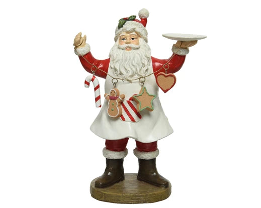 Babbo Natale con piatto e ghirlanda decorativa