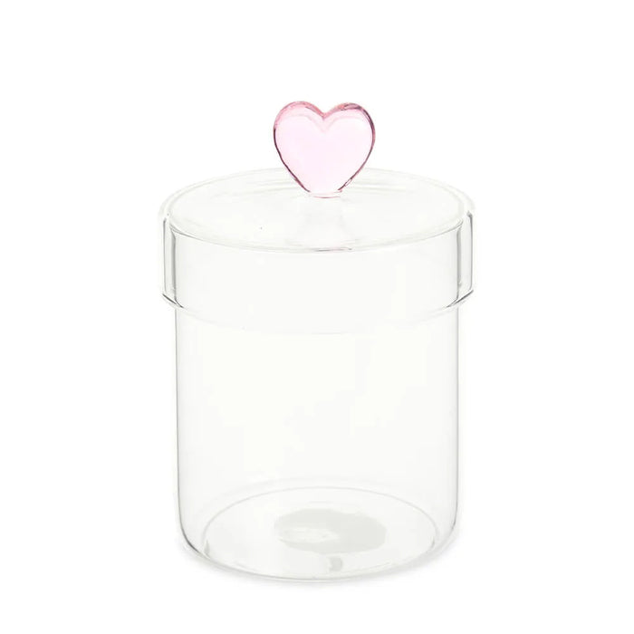 Pot avec Coeur Rose 580 ml La Vie En Rose Tissu Nuages