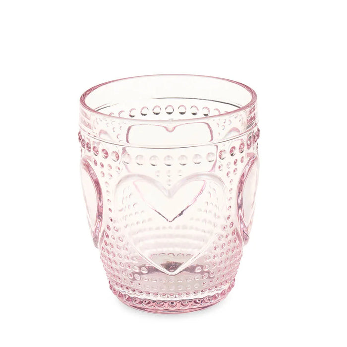 Set of 6 Heart Water Glasses in Pink Glass Cloth Clouds