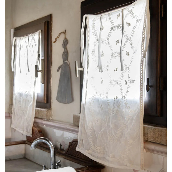 Embroidered window curtain Dentelle 60×140 Blanc Mariclo