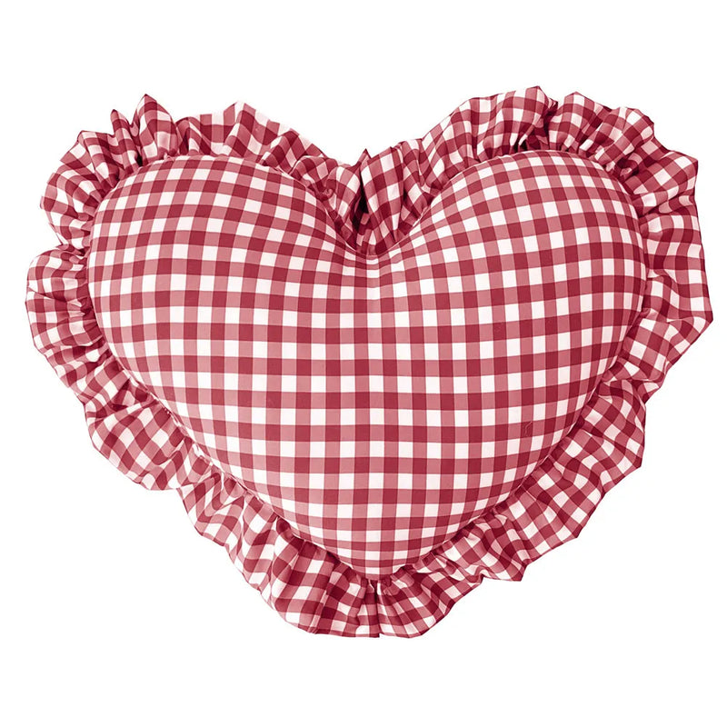 Cuscino Cuore Vichy con Gala Rosso 30x50 cm Blanc Mariclò
