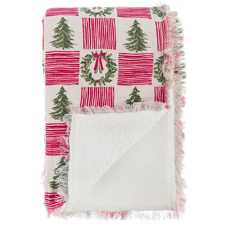 Plaid Natalizio con Sherpa 150x170 cm Blanc Mariclò