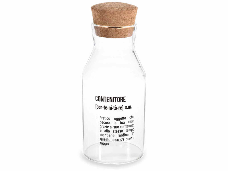 Glass bottle with Container writing