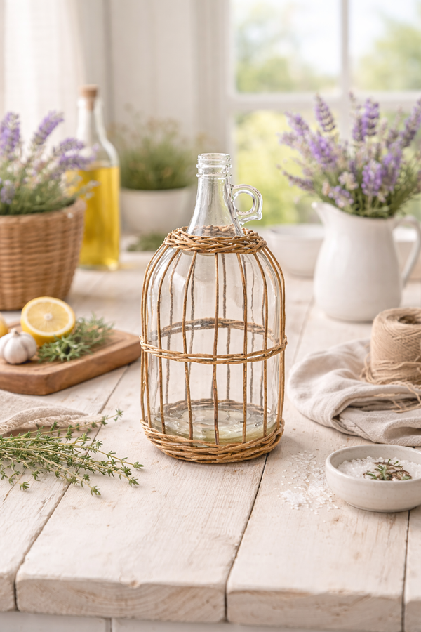 Bottiglia in vetro e in vimini 31,5 cm – Nuvole di Stoffa