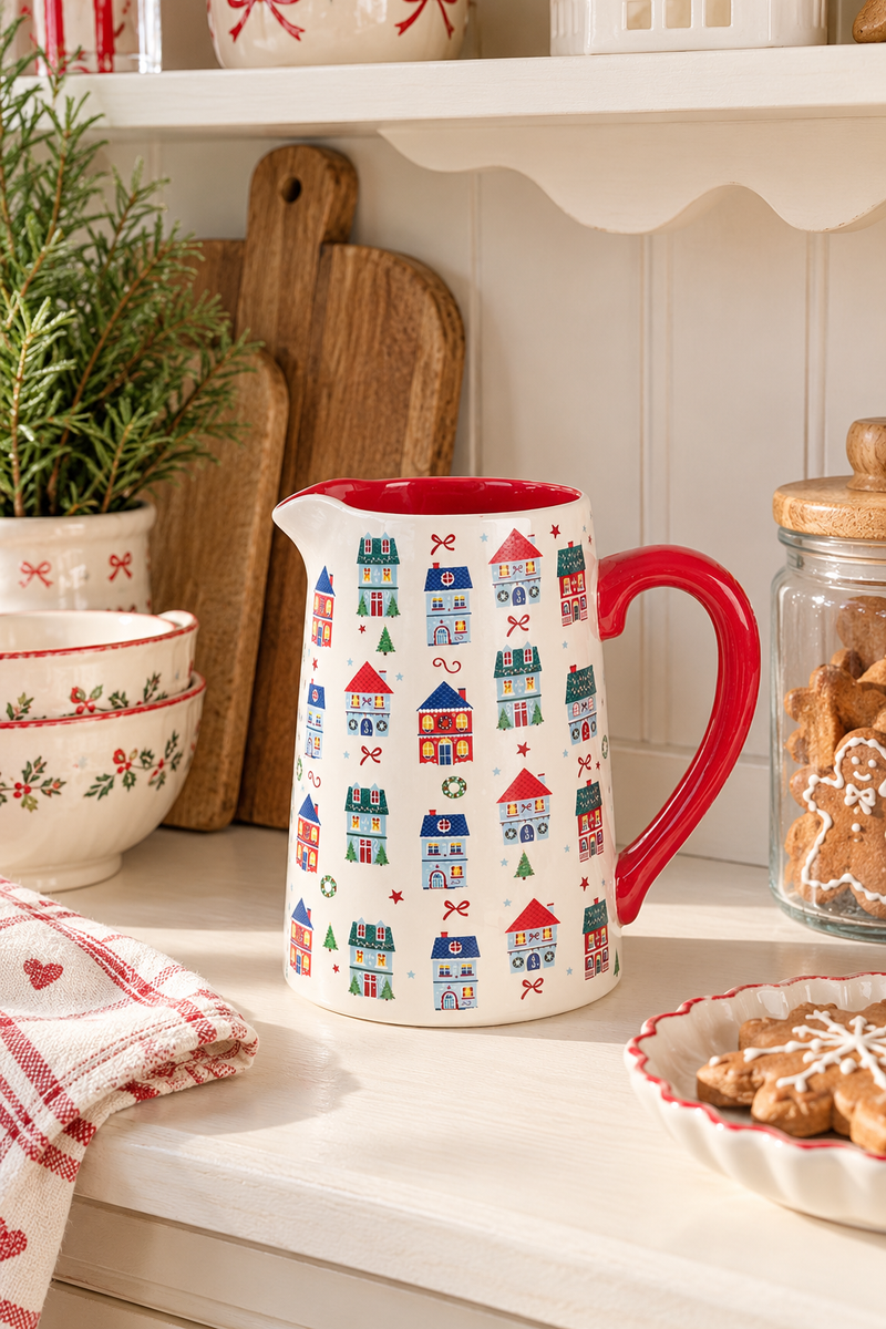Brocca Natalizia Christmas Street in Ceramica H 11,2 cm