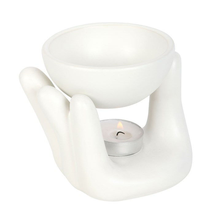 Bruciatore in ceramica a mano bianca