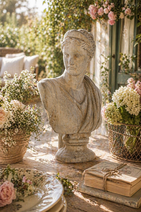 Busto Decorativo in Resina 50 cm Blanc Mariclò Stile Classico