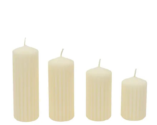 Set 4 Candele Profumate Avorio a Colonna Rigata