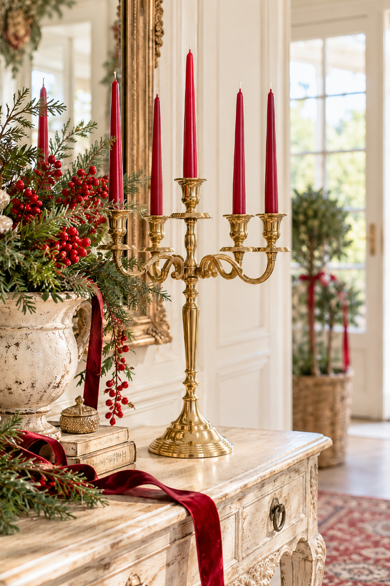 Candelabro Gold a 5 Bracci in Alluminio H40 cm