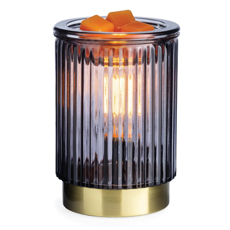Lampada Elettrica Edison in Vetro Nero Scanalato – Candle Warmers