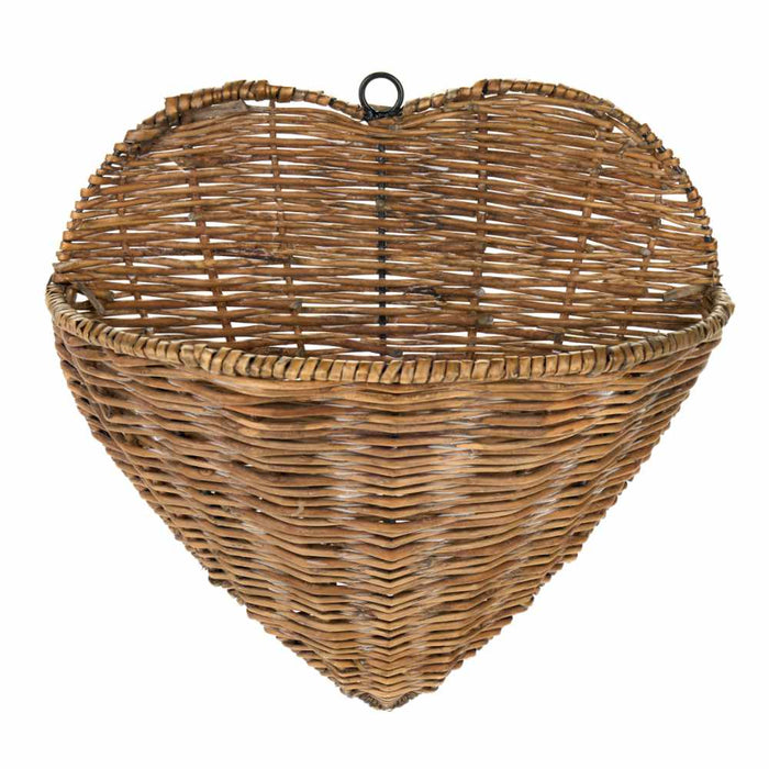 Mezzo Cesto Cuore da Parete in Vimini Nuvole di Stoffa
