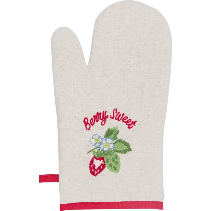 Guanto da forno GreenGate "Berry Sand" con ricamo