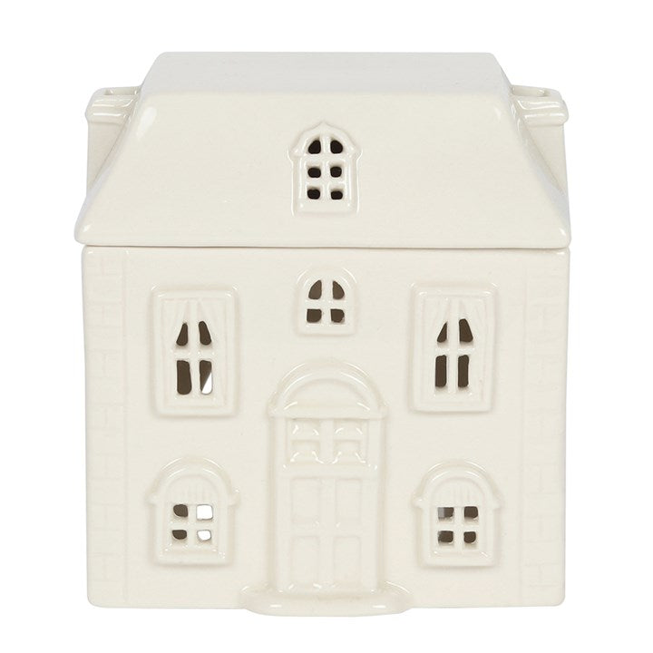Bruciatore per oli e cere Casetta Bianca in Ceramica H 11,5 cm