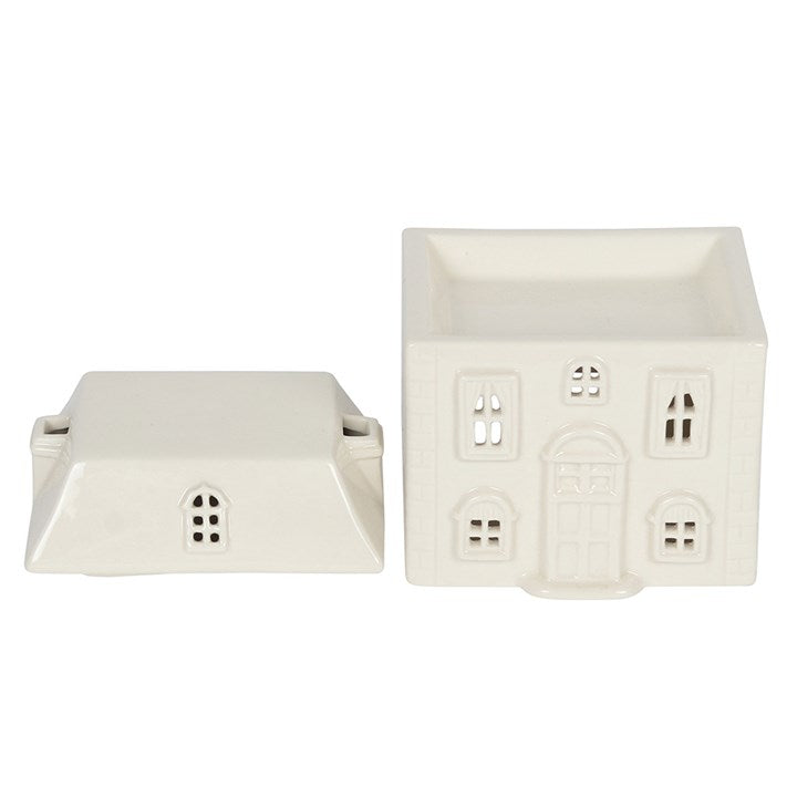 Bruciatore per oli e cere Casetta Bianca in Ceramica H 11,5 cm