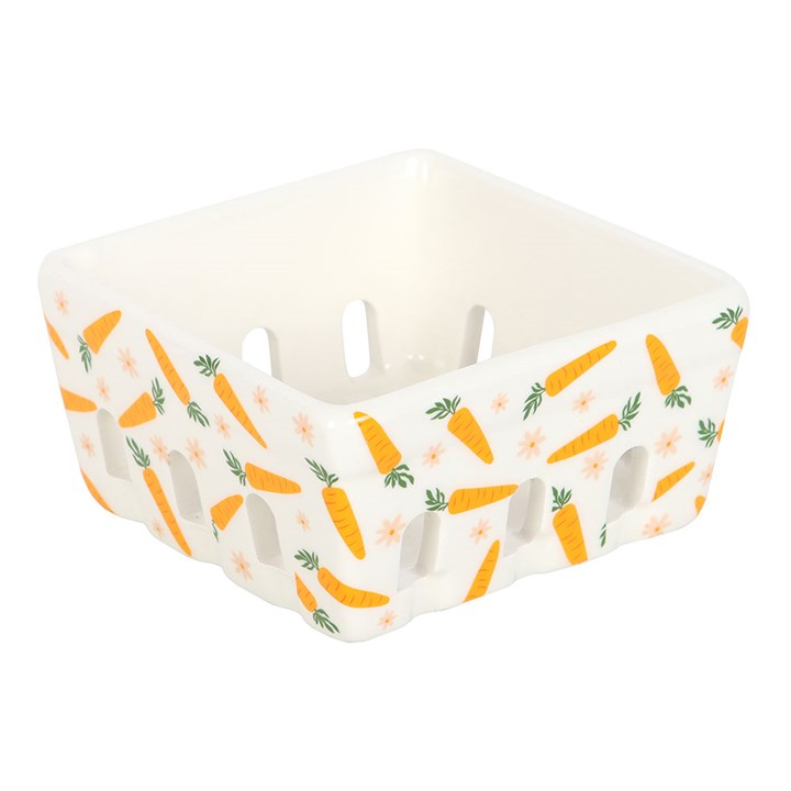 Cestino Decorativo in Ceramica con Motivo Carote