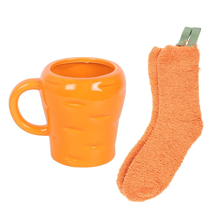 Set Tazza a Forma di Carota con Calzini Arancioni