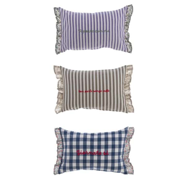 Cuscino con scritta ricamata Ti porto con me Blanc Mariclò