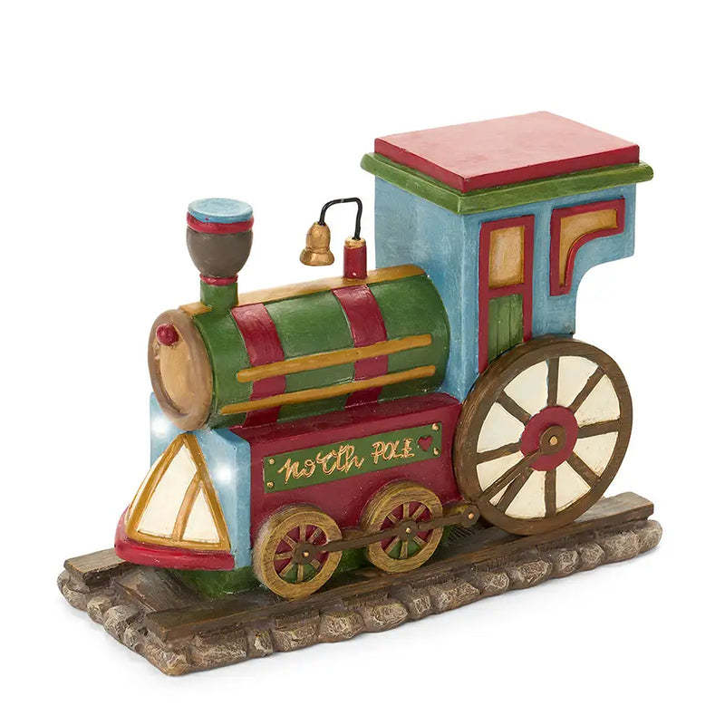Treno natalizio con LED e musica in resina 21 cm