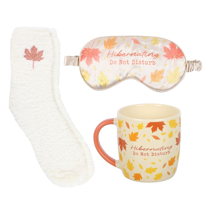 Kit tazza autunnale con calzini e maschera