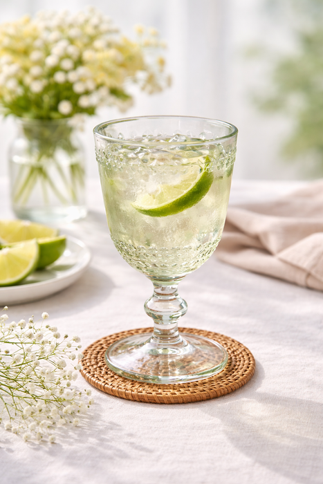 Set 6 Calici Vetro Verde Flower 285 ml Nuvole di Stoffa