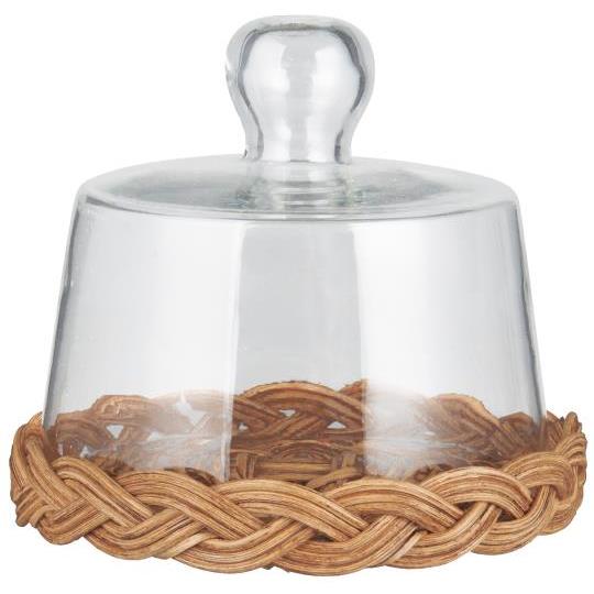 Campana in vetro con base in rattan Ib laursen