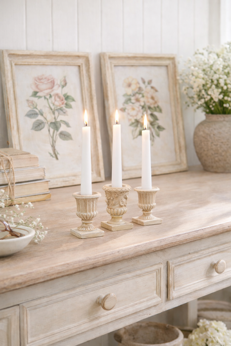 Portacandela stile vaso antico in poliresina