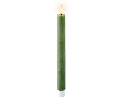 Set of 2 Green LED candles H 24.5 cm