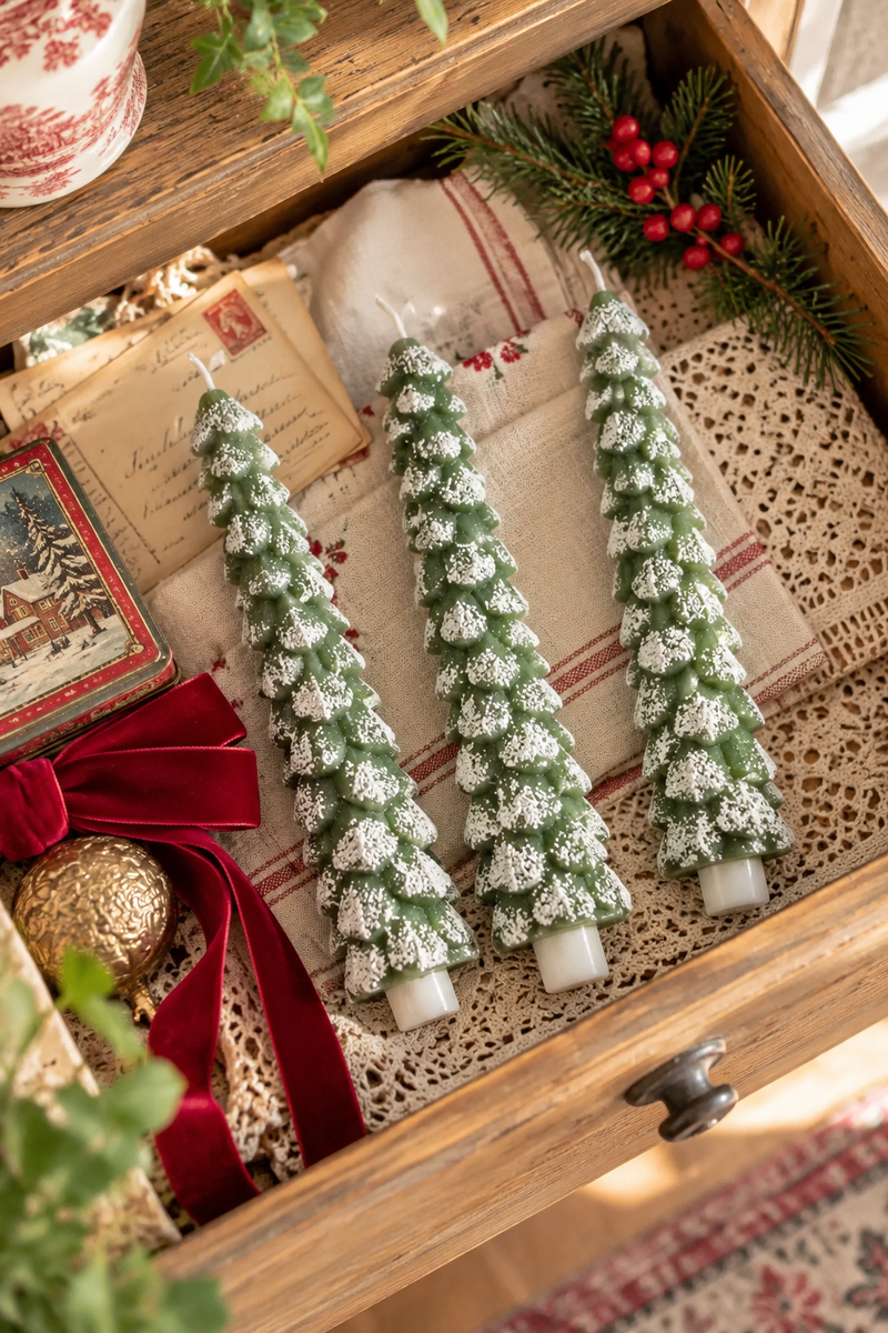 Candela LED Albero di Natale Verde Innevato H 29 cm