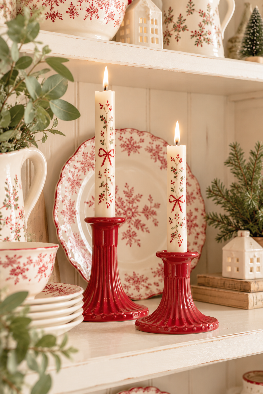 Portacandela GreenGate Alice Red in Stoneware H 10 cm