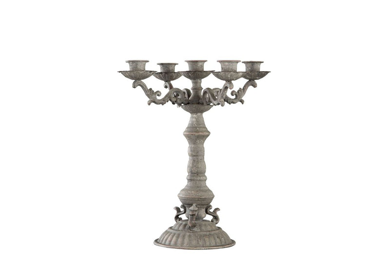 Candelabro 5 Braccia in Ferro Marrone Anticato