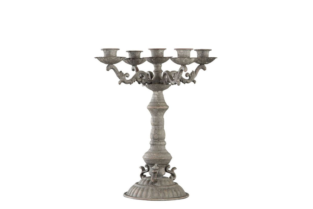 Candelabro 5 Braccia in Ferro Marrone Anticato