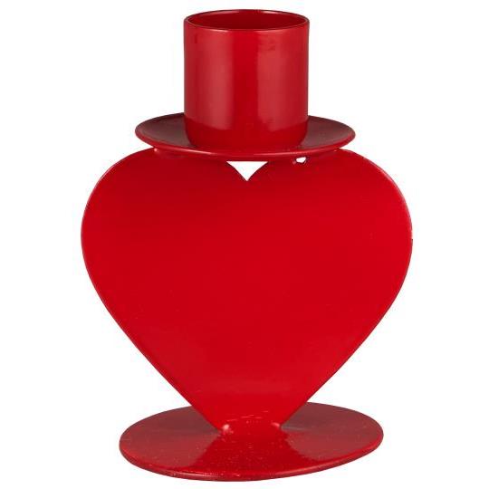 Red metal heart candle holder -Ib laursen