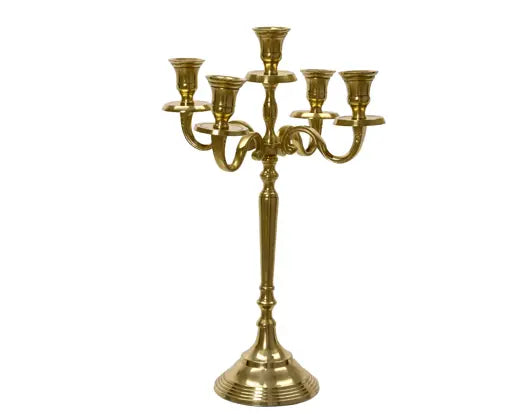 Candelabro Gold a 5 Bracci in Alluminio H40 cm