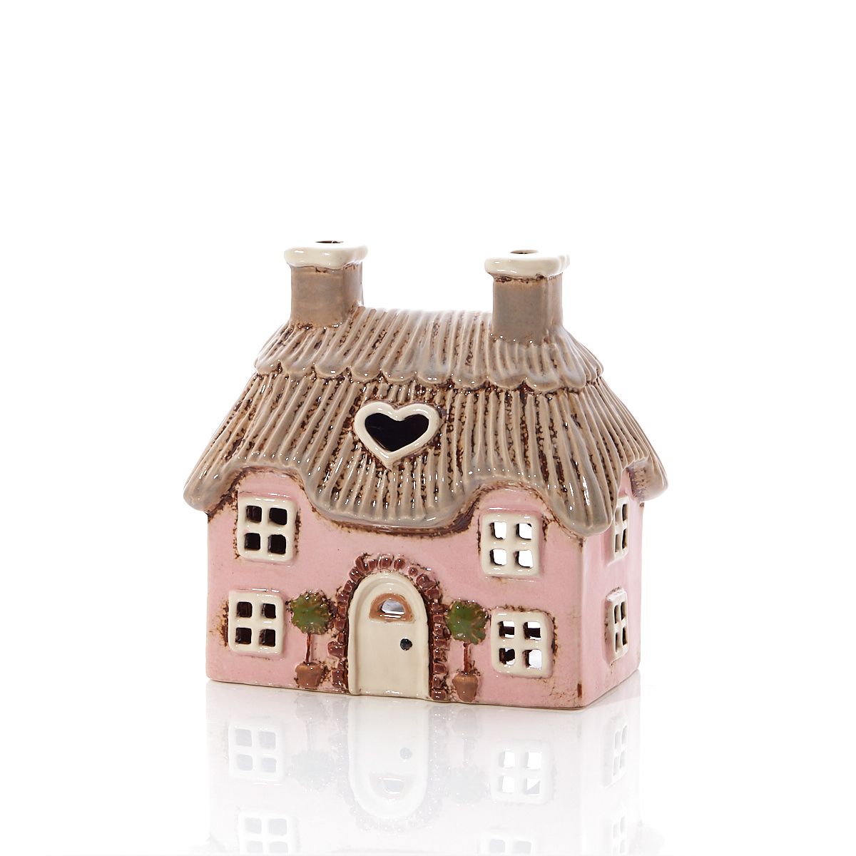 Casetta Porta Tealight Cottage Pink in Ceramica