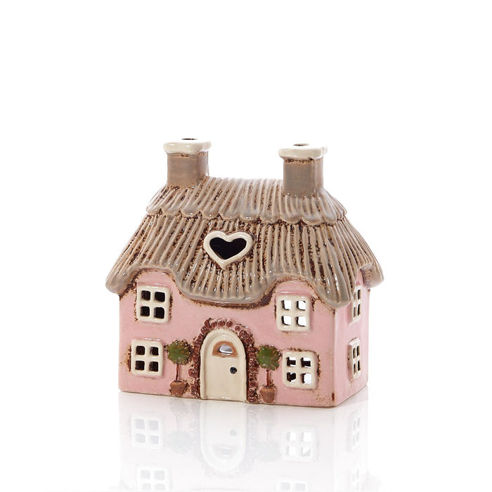 Casetta Porta Tealight Cottage Pink in Ceramica
