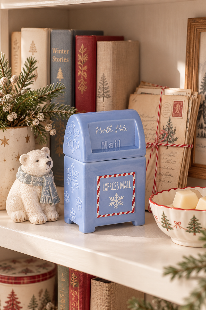 Bruciatore per Oli e Cere Cassetta Postale North Pole Blu H 15,3 cm