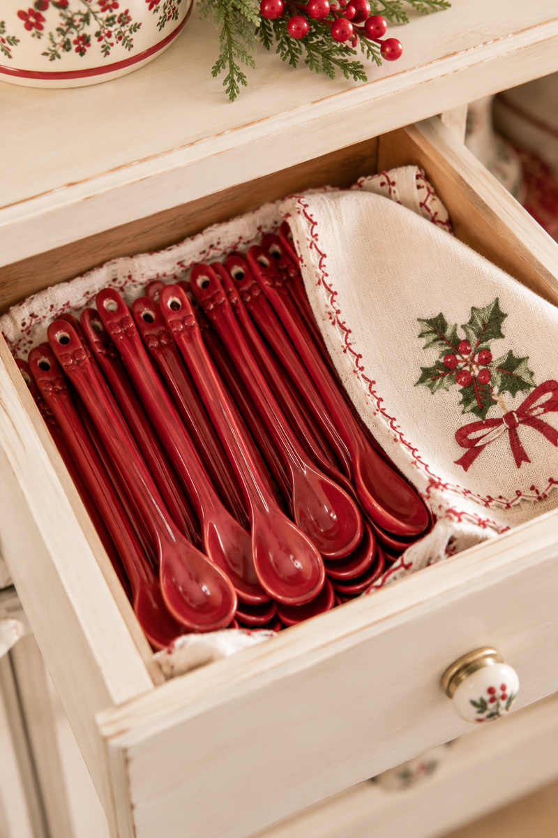 Cucchiaino GreenGate Alice Claret Red in Porcellana 16 cm