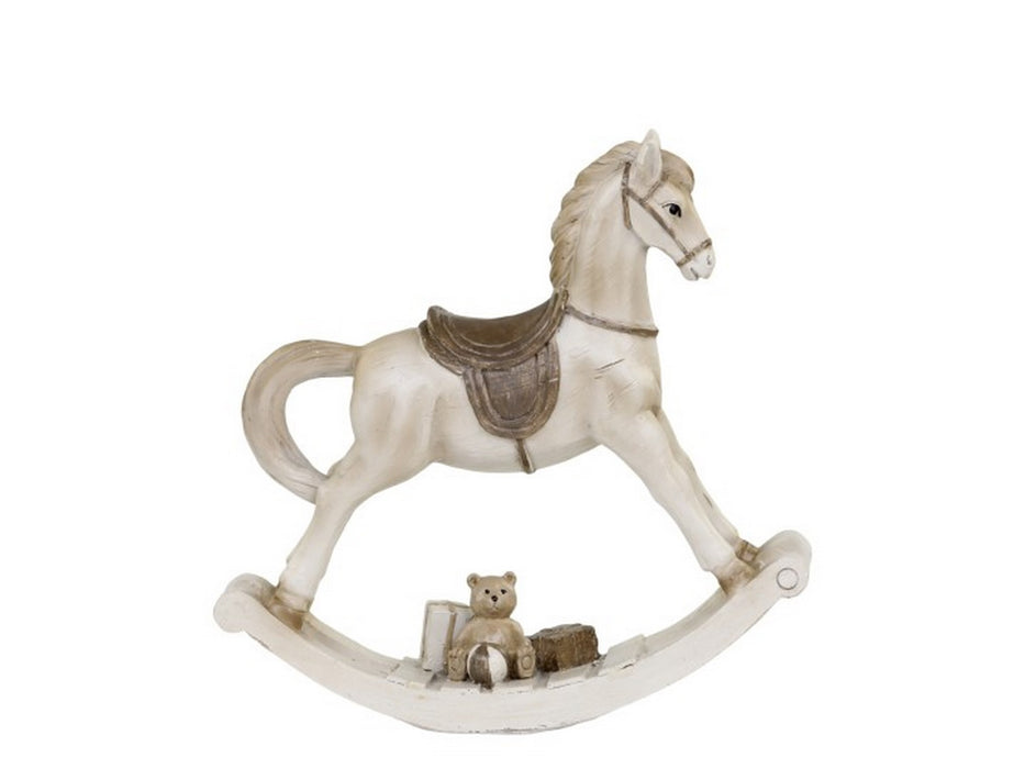 Cavallo a dondolo decorativo in poliresina chic antique