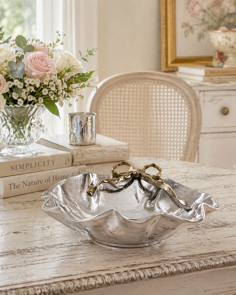Centrotavola Clementina con Fiocco 36 cm– Blanc Mariclò