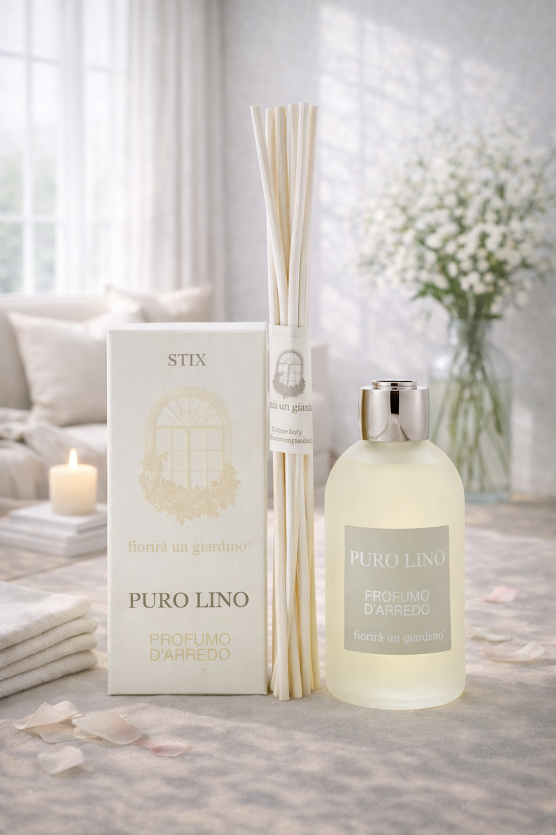 Profumo d'arredo con bastoncini Puro lino 110 ml